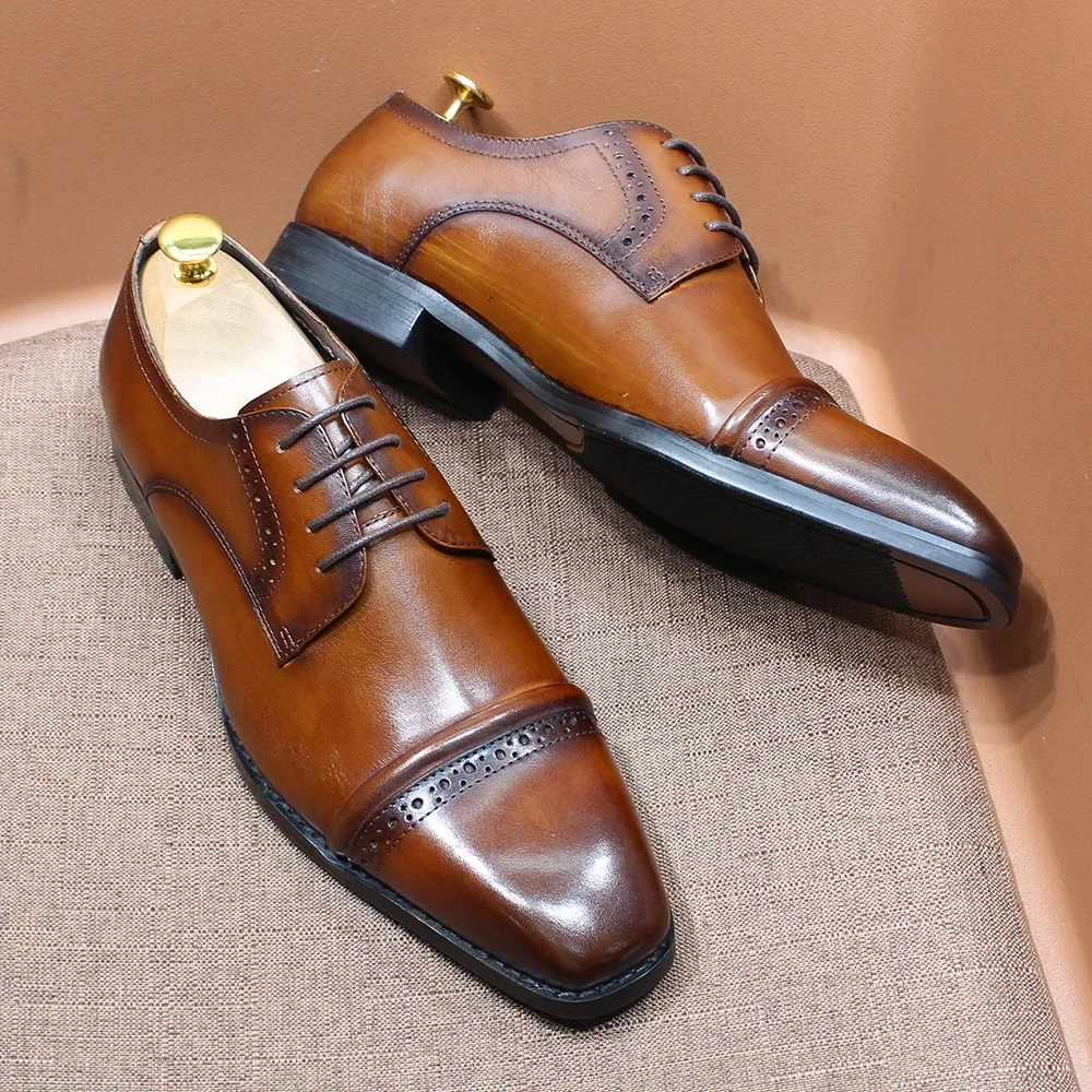 Men'S Shoes Smart - Прочные оксфорды с кепкой из натуральной